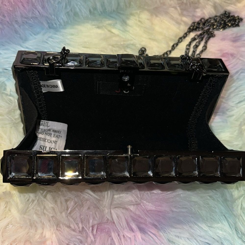CRYSTAL METAL CLUTCH EVENING BAG y3k - Picture 6 of 8